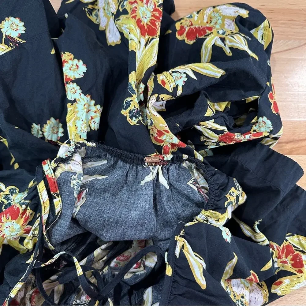 Free People Jodie Floral Tunic Mini Dress Babydoll Night Combo size Small
